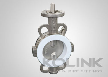 2pc PTFE Seated Butterfly Valve Konsentris, Wafer Lugged Flanged Ductile Iron