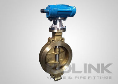 Triple Offset Perunggu C95500 Klep Kupu-kupu Wafer Eksentrik Ganda Flanged