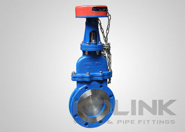 Kapas Pneumatic Knife Gate Valve Flanged, Corpus Cast atau Fabricated, Opsi Roda Rantai