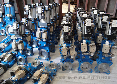 Katup gerbang pisau pneumatik dengan posisi, katup solenoid &amp; switch batas